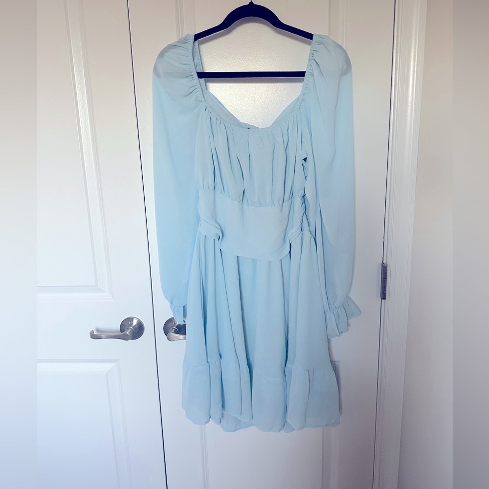 Light Pastel Blue Dress with cut out back